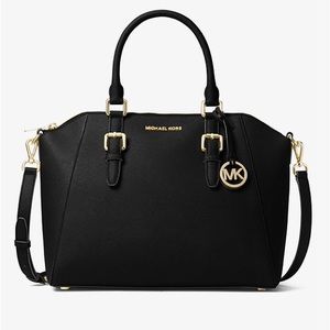 MICHAEL KORS: Ciara Large Saffiano Leather Satchel